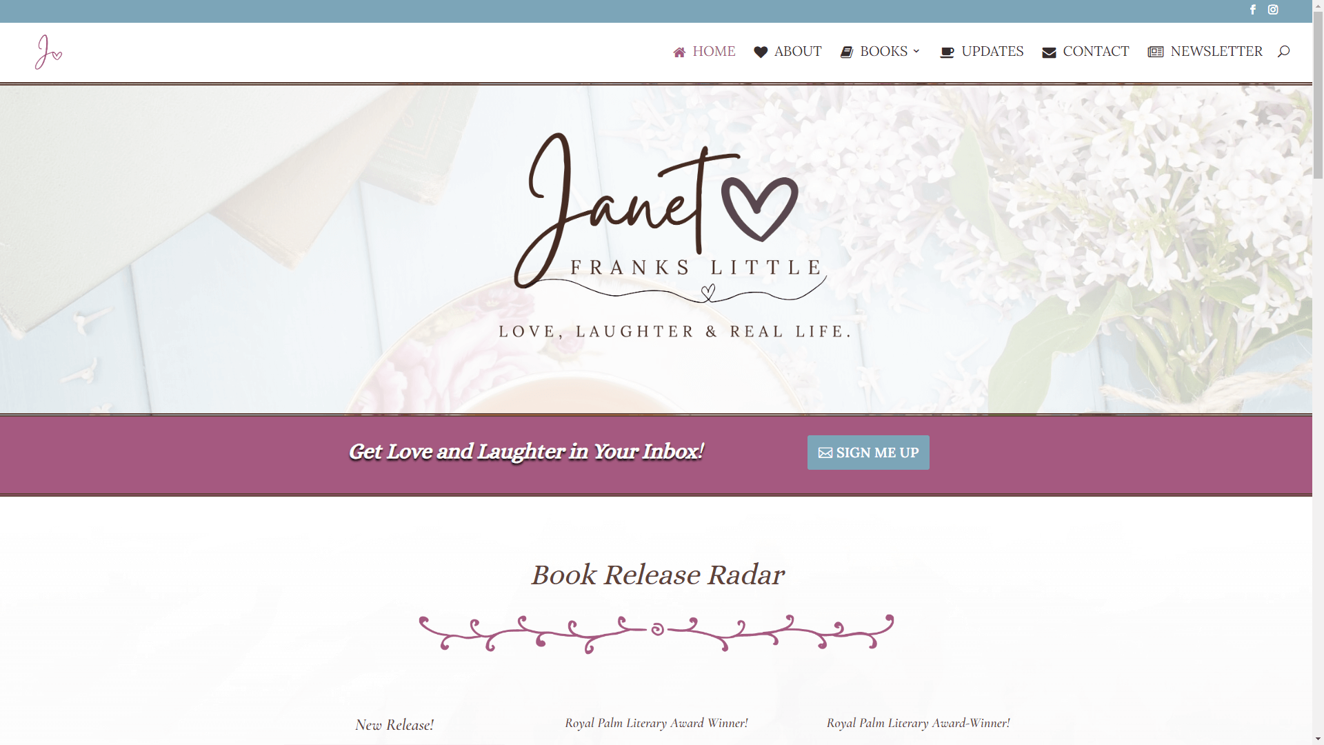 Romance Author Website Design for Janet Franks Little