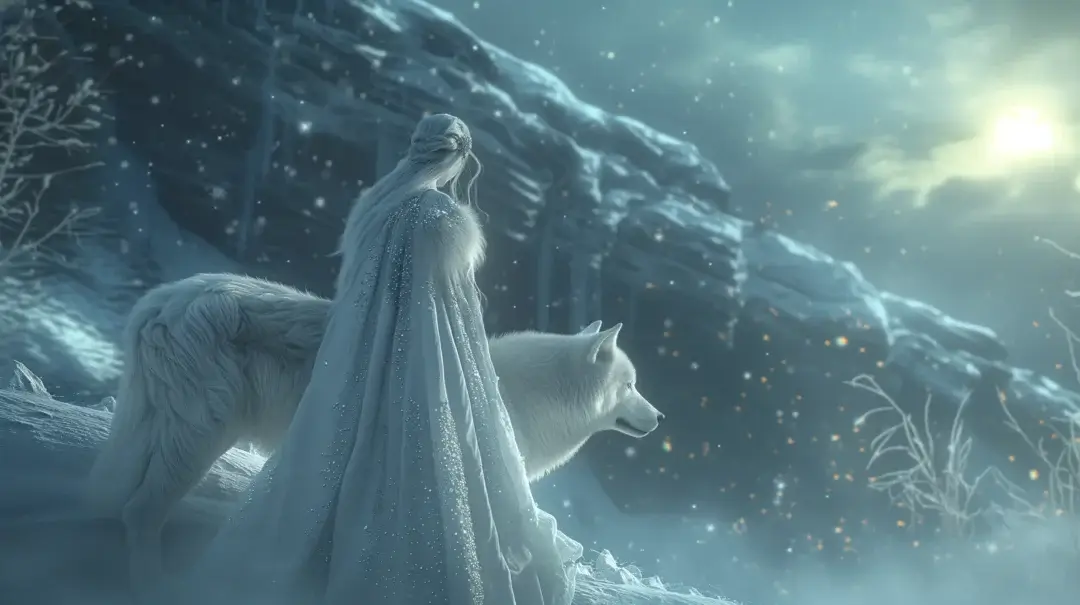 Snow Witch & Moon Wolf | Created by Jaye in Midjourney